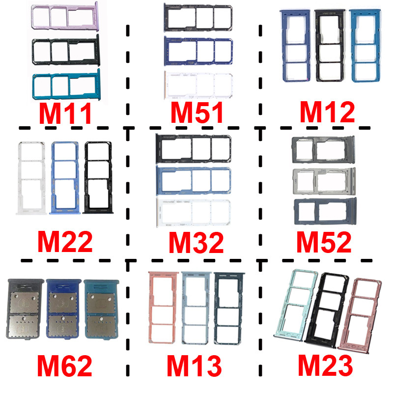10Pcs For Samsung Galaxy M11 M51 M12 M22 M32 M52 M62 M13 M23 M33 M53 5G Phone SIM SD ip Card Tray Sl