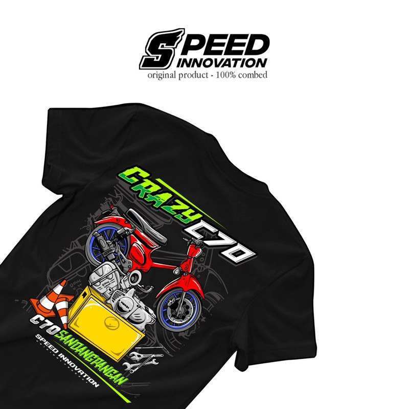 T-Shirt Crazy C70 Speed Innovation Catton Combed Kaos Distro Hitam Pendek