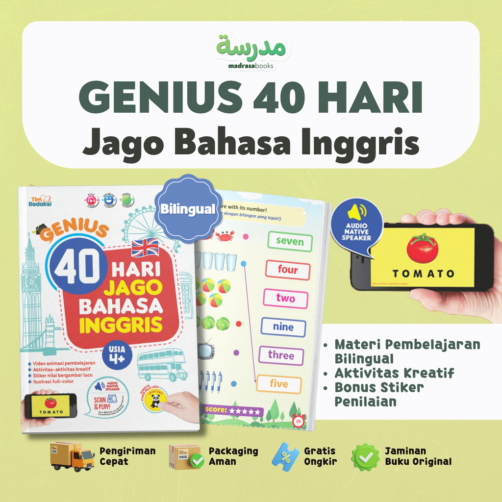 Ziyadbooks - Buku Pintar Bahasa Inggris - Genius 40 Hari Jago Bahasa Inggris - Kosakata Bilingual Se