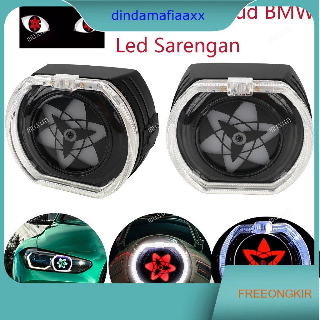 Lampu Kabut Dekoratif Mata Malaikat LED Motor Putar 360° (Merah), Lampu Putar Sharingan Iblis, ukura