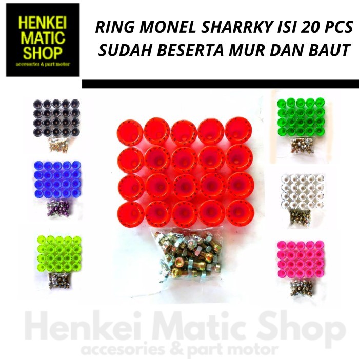 Ring Monel Sharrky - Baut Variasi Motor Bahan Plastik Isi 20pcs + Mur Baut