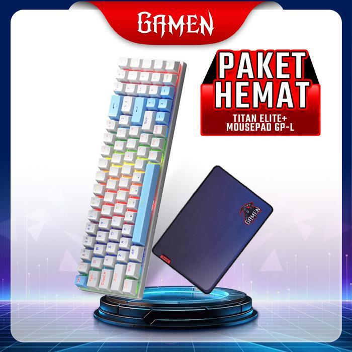 [PROMO][PAKET HEMAT] GAMEN Titan Elite Keyboard Gaming Mechanical+Gamen GP-L Gradient Mousepad Gamin