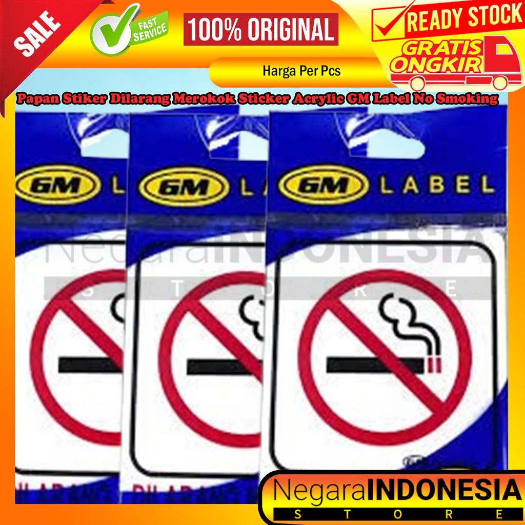 Stiker Dilarang Merokok Akrilik No Smoking Sign Board Papan Peringatan Dinding Kaca Kantor Kafe Rest
