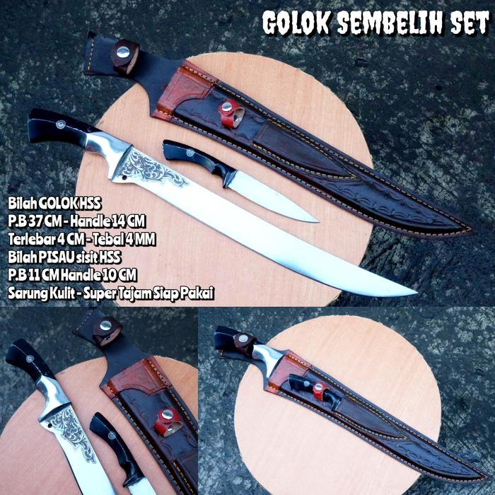 Golok Sembelih Set Baja HSS / SUP9 Super Tajam Siap Pakai - SUP9 35 CM