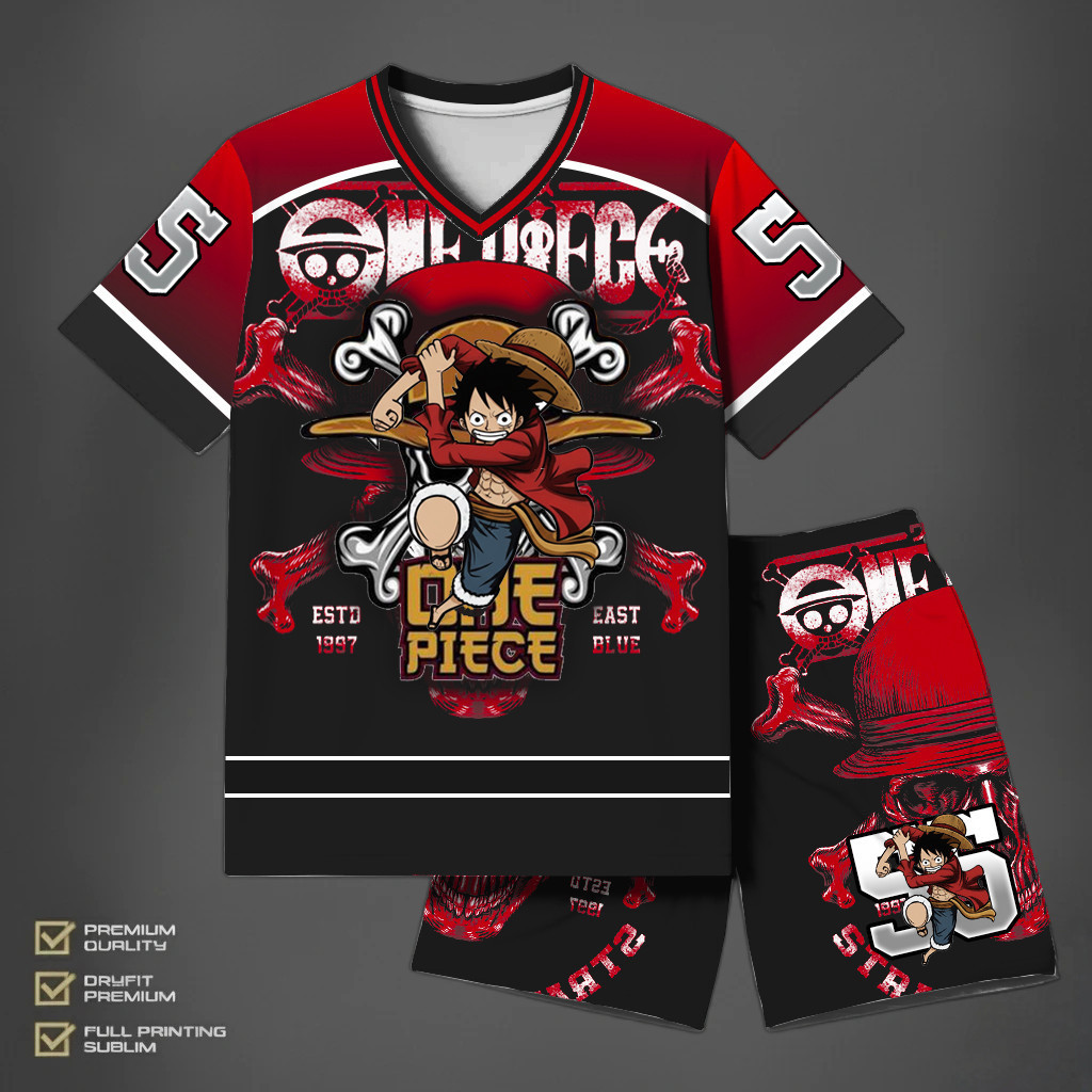 setelan jersey one piece / Jersey Roblox / Baju Anak Cowok / Kaos Sporty / Setelan Premium Dryfit