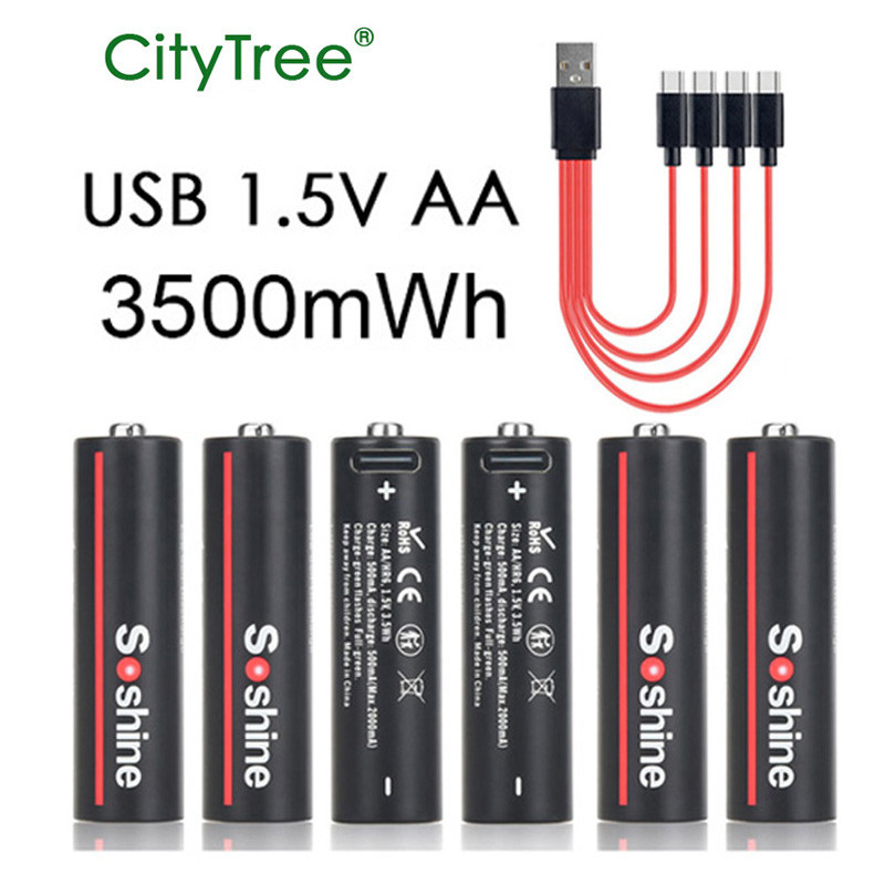 AA Reargeable Battery 1.5v Li-ion AA1.5 Volt Lithium Liion Li ion 2A Batteries for Toys Camera Flash