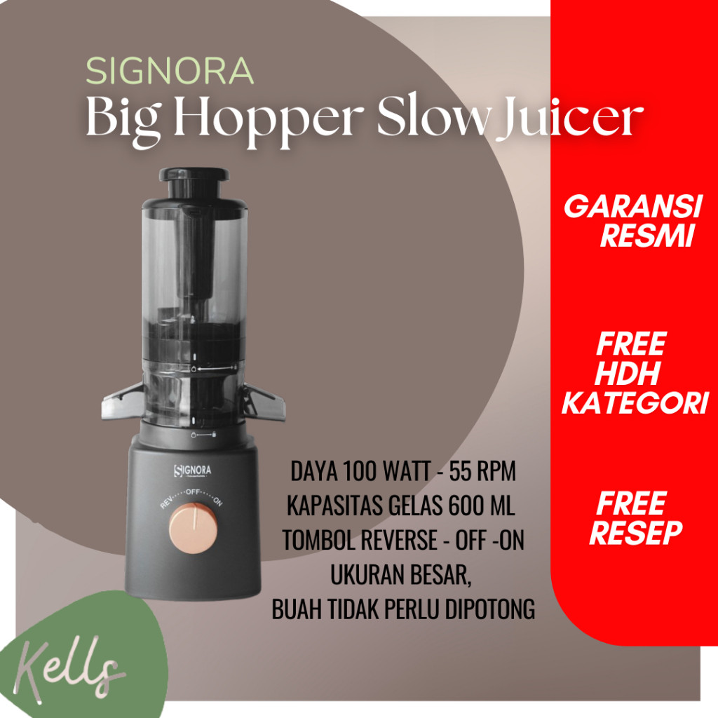 Slow Juicer Big Hopper Signora , Low Watt