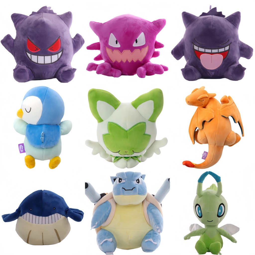 Pokemon Pikau Plush Blastoise Celebi Haunter Gengar Wailmer Pelue Kawaii Sylveon arizard Sprigatito 