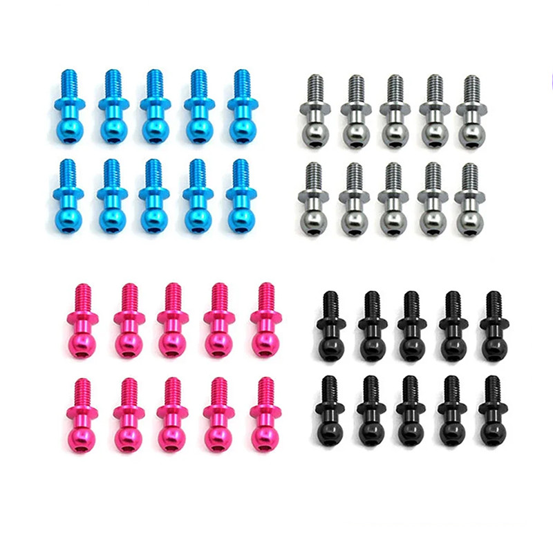 RC Car 10Pcs/lot M3 Metal Hex Ball Head Screws For Tami TT01 TT02 Sakura D5 1/10 RC Drift Car Spare 