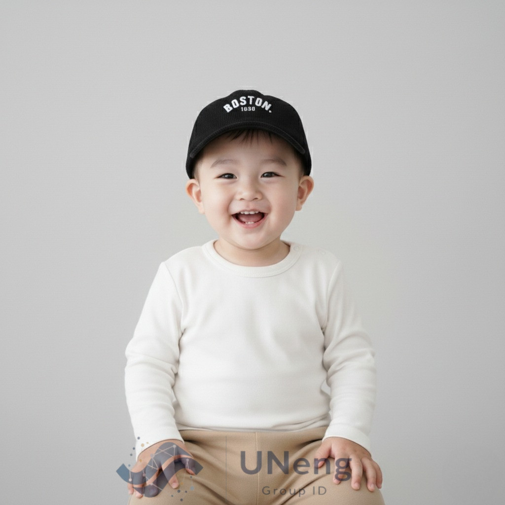 Topi BASEBALL Corduroy Anak-BOSTON x LUCKY x DIDICUTE TWO TONE-Unisex-New Korean Model Bayi