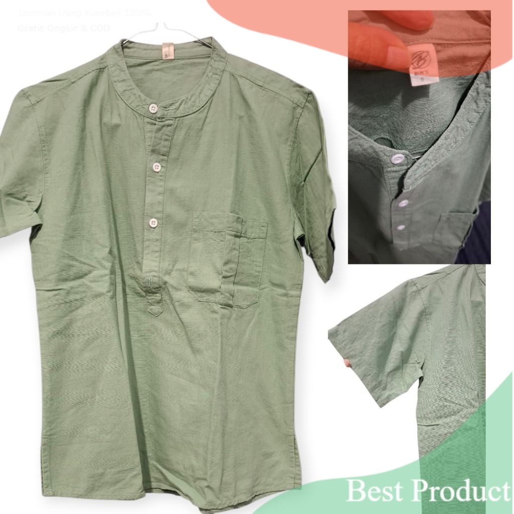 Baju Koko hijau sage- pakaian pria lainnya