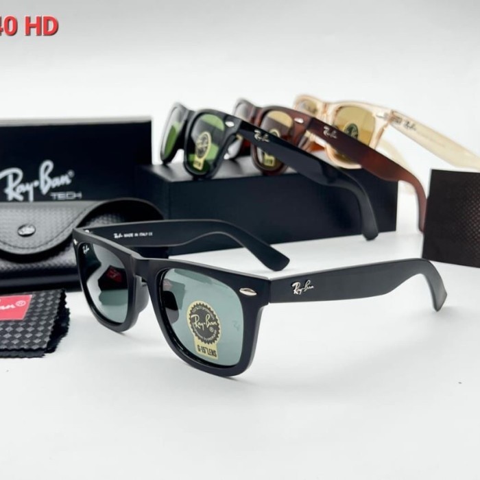 TERMURAHHH cod Kacamata Rayban Wayfarer 2140 Fullset Anti Uv 400 Lensa Kaca Fullset - Hitam Doff