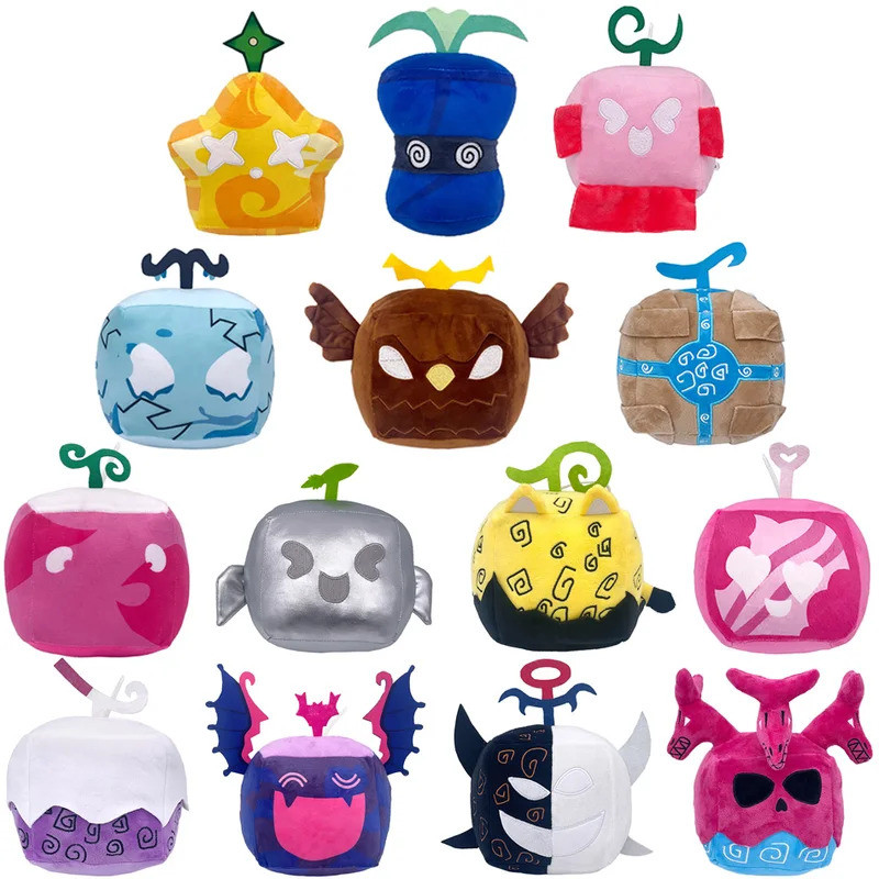 Blox Fruits Anime Game Plush Toy Fruit Leopard Pattern Box Plushies Toy 16cm Soft Stuffed Fruits Toy
