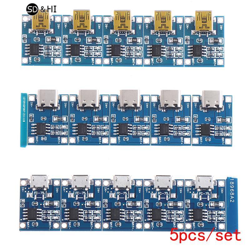 5 PCS 5V 1A TYPE-C Micro USB 18650 TC4056A Lithium Battery arging Board TP4056