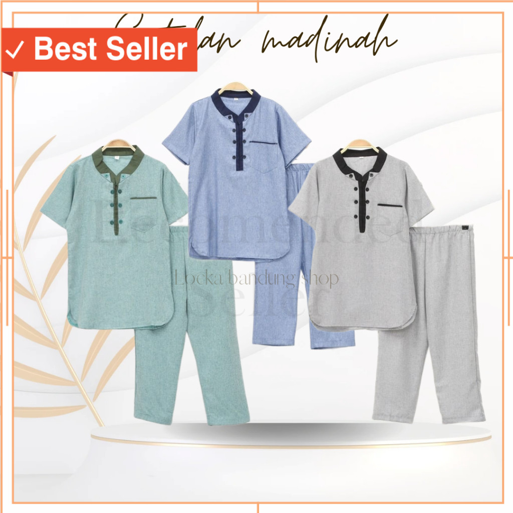 Busana Muslim anak laki laki modern murah kekinian / Baju Koko Anak Laki-Laki Lengan Pendek madinah 