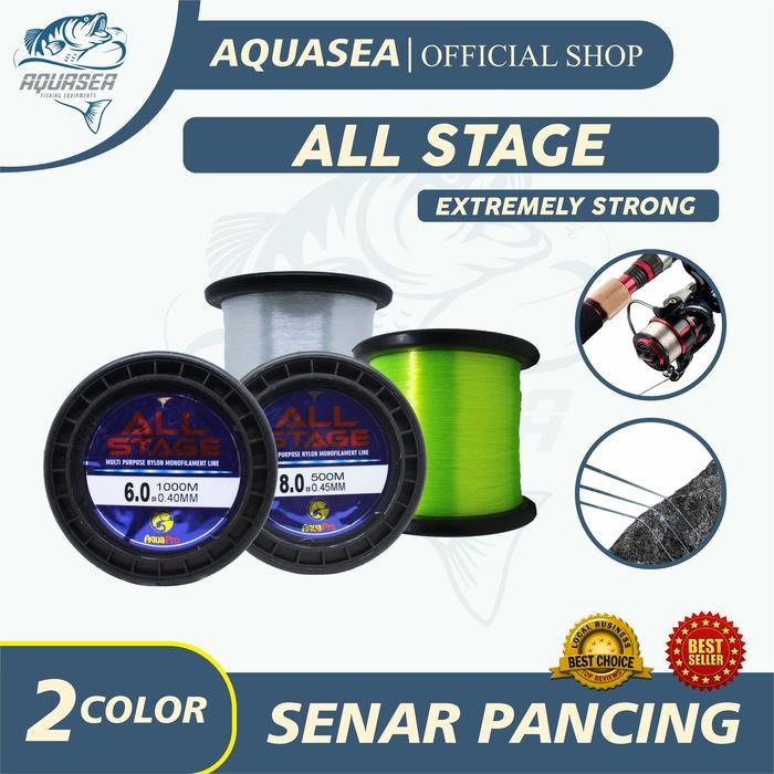 AQUASEA Tali Pancing ALL STAGE 1000m 2Warna Nilon Alat Ikan Joran Umpan - ALLSTAGE HIJAU 1000M, 0,14