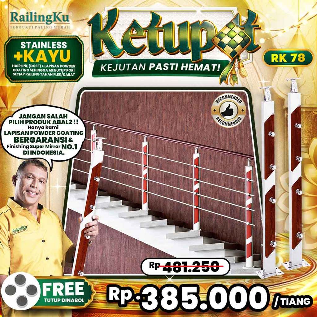 Railing Tangga Stainless Nature Desain Railingku [KETUPAT] RK 78 Railing Anti Karat Free Penutup Dyn