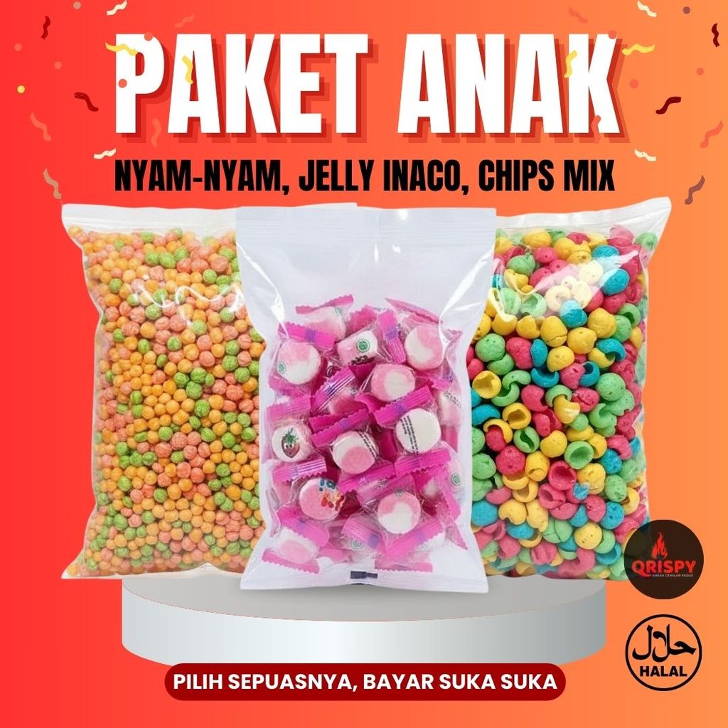 PAKET ANAK Jajanan Permen Yupi Jelly Inaco Bola Pelangi SERBA 10RB