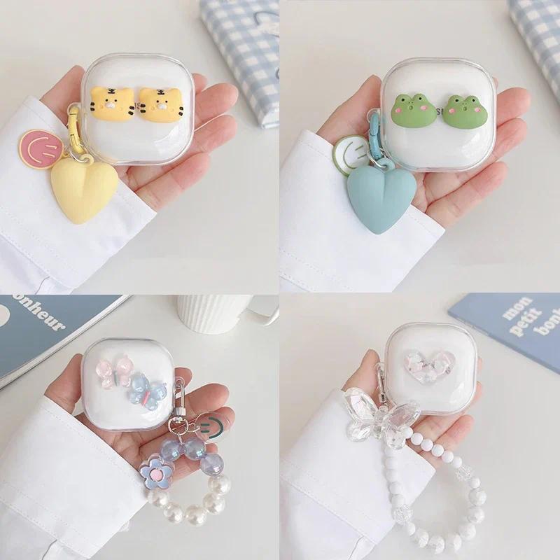 Korea Cute Cartoon Clear Earbuds Cover For Samsung Galaxy Buds FE 2 Pro Lovely Bracelet Earphone Cas