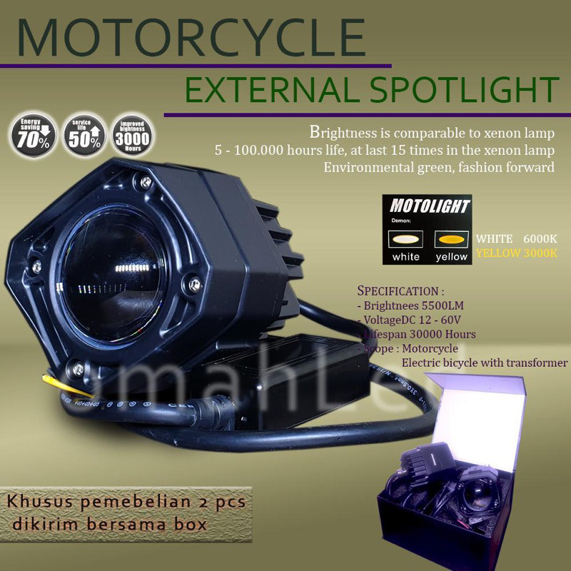 elyssiastore - 1pcs Lampu Led Sorot Proji BiLed Matrix Foglamp 45W 2 Warna