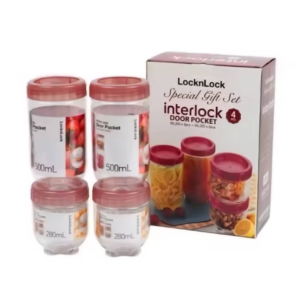 [Gratis 5 Hadiah] LocknLock Special Gift Set Interlock Door Pocket 4P | Toples Makanan Serbaguna