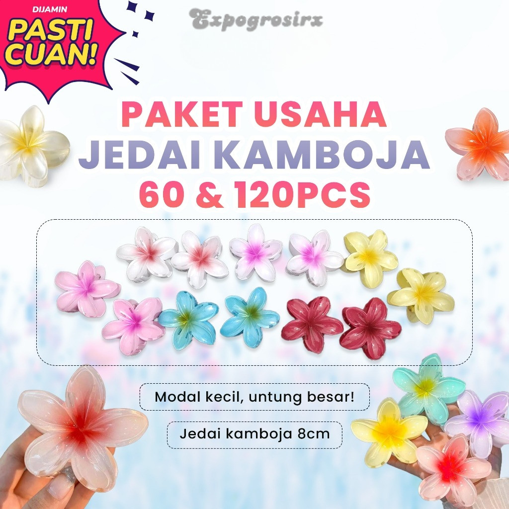Paket Usaha Jedai Kamboja 120 Pcs / Jepitan Kamboja Fashion Daily Anak & Wanita