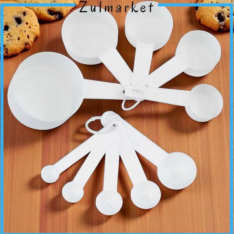 Set Sendok Takar dan Cangkir Ukur Plastik 10PCS Warna Putih