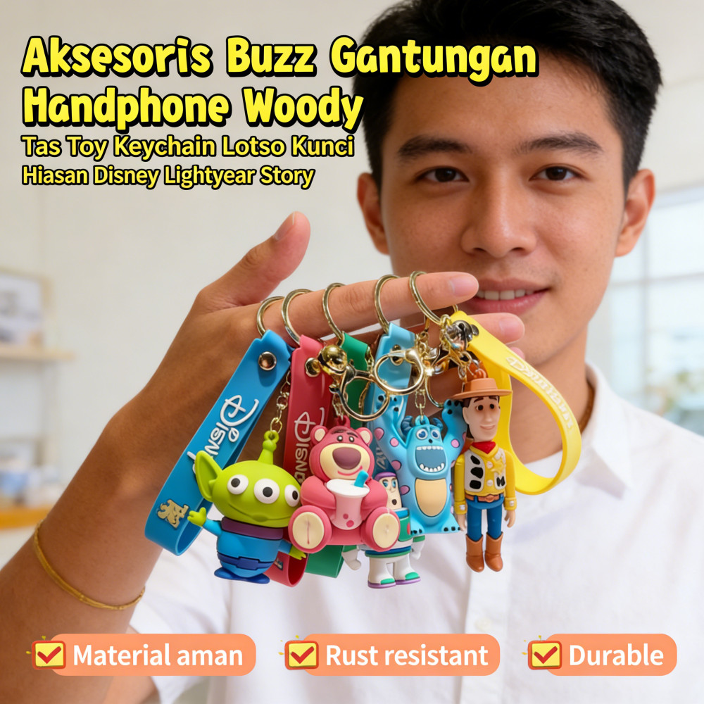 Ganci Keychain Aksesoris Tas Handphone Buzz Woody Gantungan Hiasan Disney Keychain Lightyear Lotso