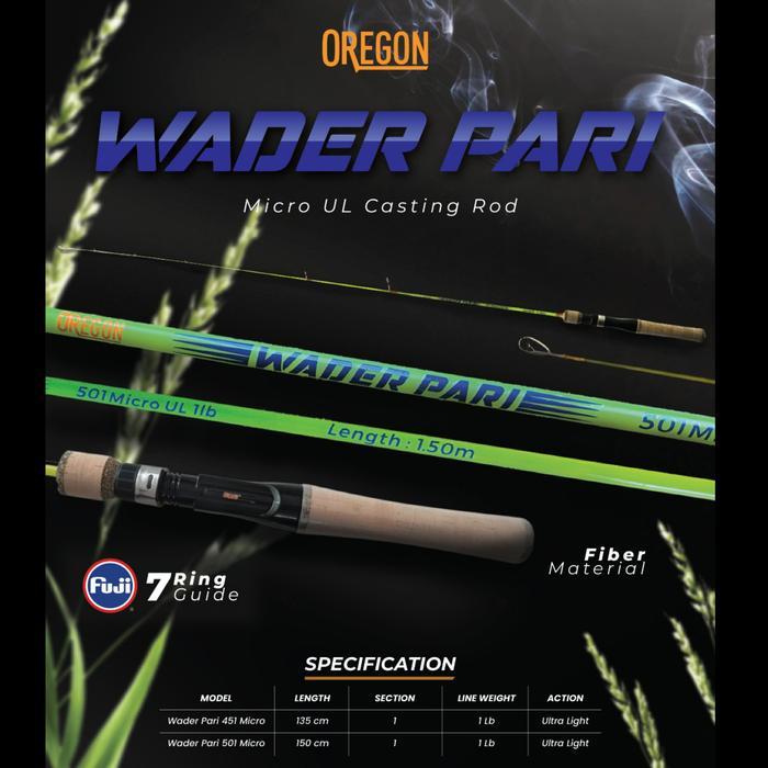 Joran Casting Oregon Wader Pari  Micro UL Ring guide Fuji - 135 cm