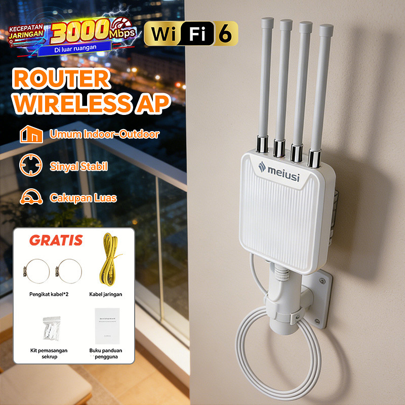 AX3000 Outdoor Wireless Access Point WiFi 6 Dual Band 2.4G+5G, Range Extender Router POE Aktif, IP67