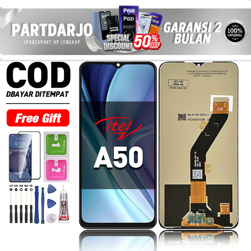 LCD Itel A50 Fullset hp layar Touchscreen untuk Glass Touch Screen Digitizer COD -original free lem-