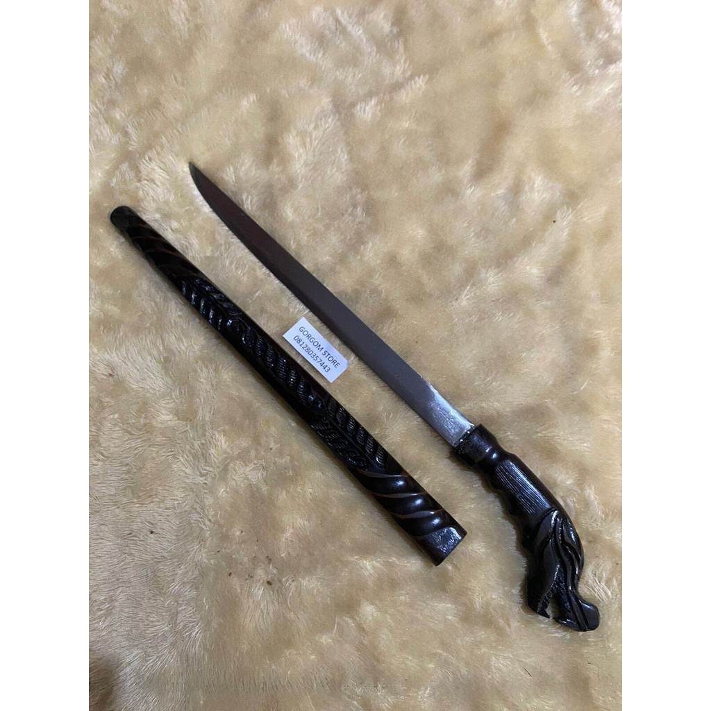 Golok sembelih panjang tongkat naga bako asli baja siap pakai