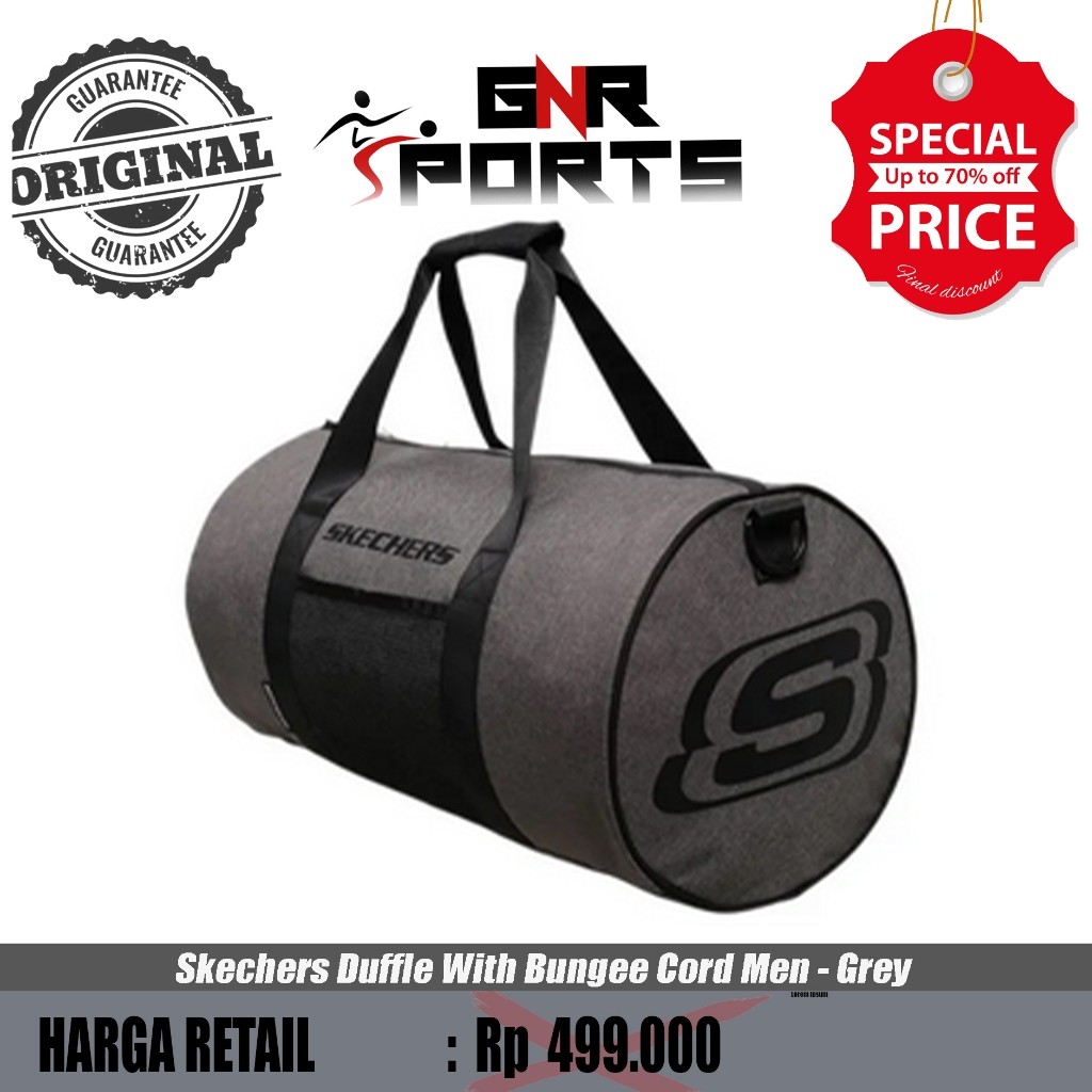 Tas Duffel Skechers Duffle With Bungee Cord Men - Grey Original 100%