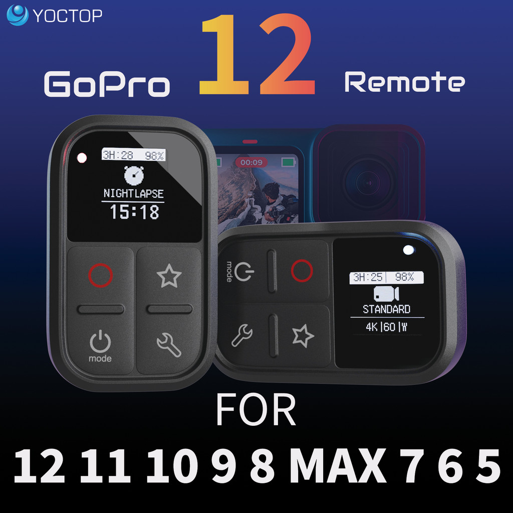 Remote Control untuk GoPro 12 11 10 9 8 Max 7Black 6 5 dengan Layar OLED dan Indikator Warna untuk H