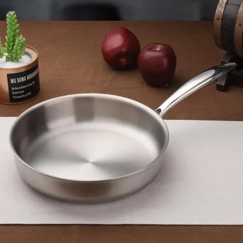 Five-layer Steel Frying Pan 304 Stainless Steel Steak Wok Non-stick Frying Pan Uncoated Stovetop Uni