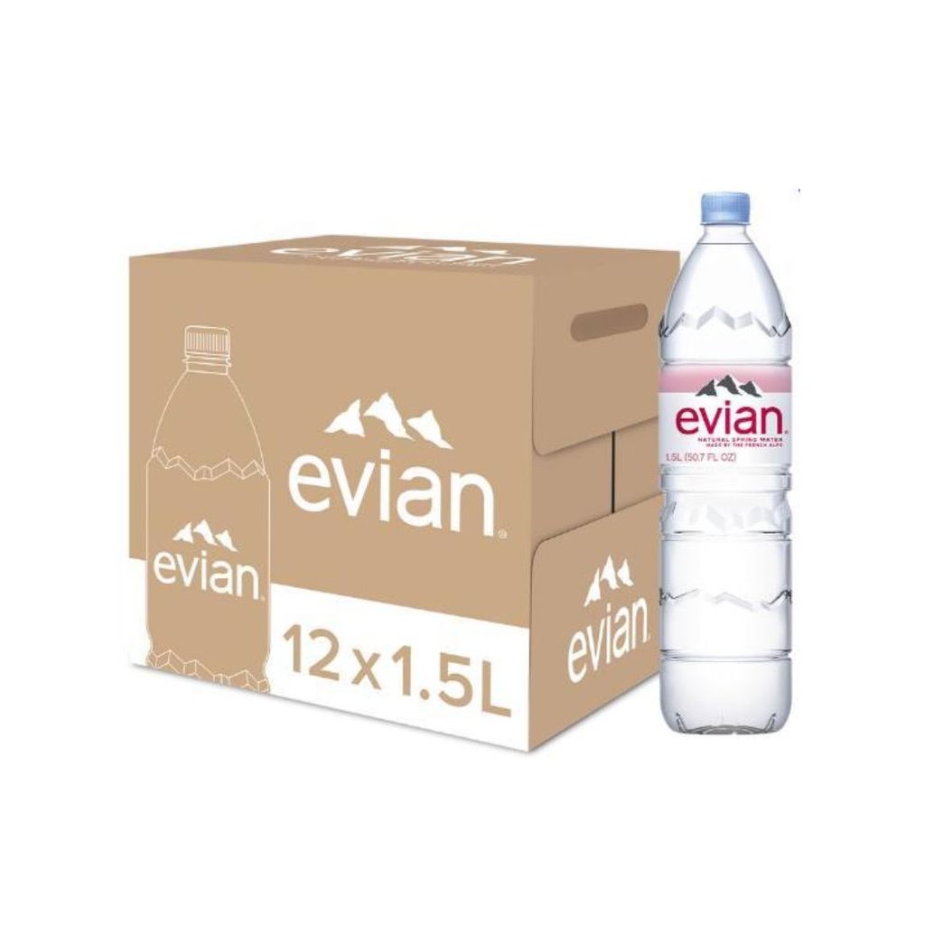 Evian Natural Mineral Water 1.5L 1 Karton Original Prancis