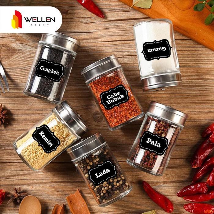 WELLEN PRINT - Cetak Sticker Stiker Label Nama Bumbu Dapur Pantry Toples Wadah Botol Jar Dekorasi Pe