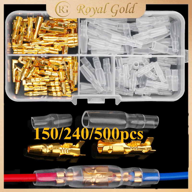 150/240/500pcs Skun Terminal Bulat Gepeng Jantan Betina Male Female Kuningan Klem Kabel