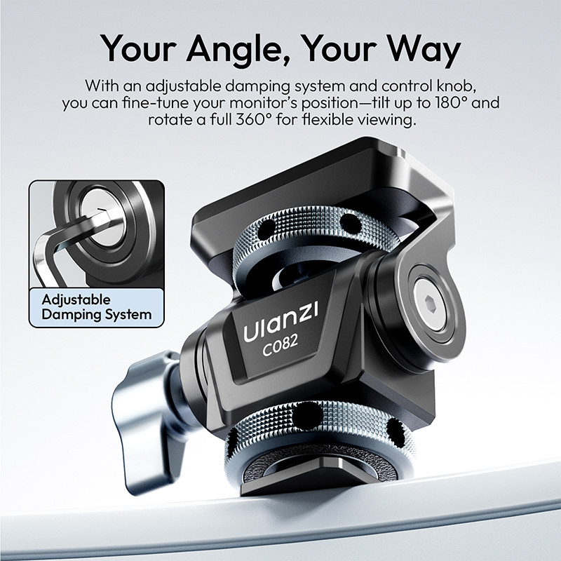 Ulanzi CO82 Kepala Bola Dapat Disesuaikan dengan Tombol Pengatur Peredam 360 Derajat° Rotasi dengan 