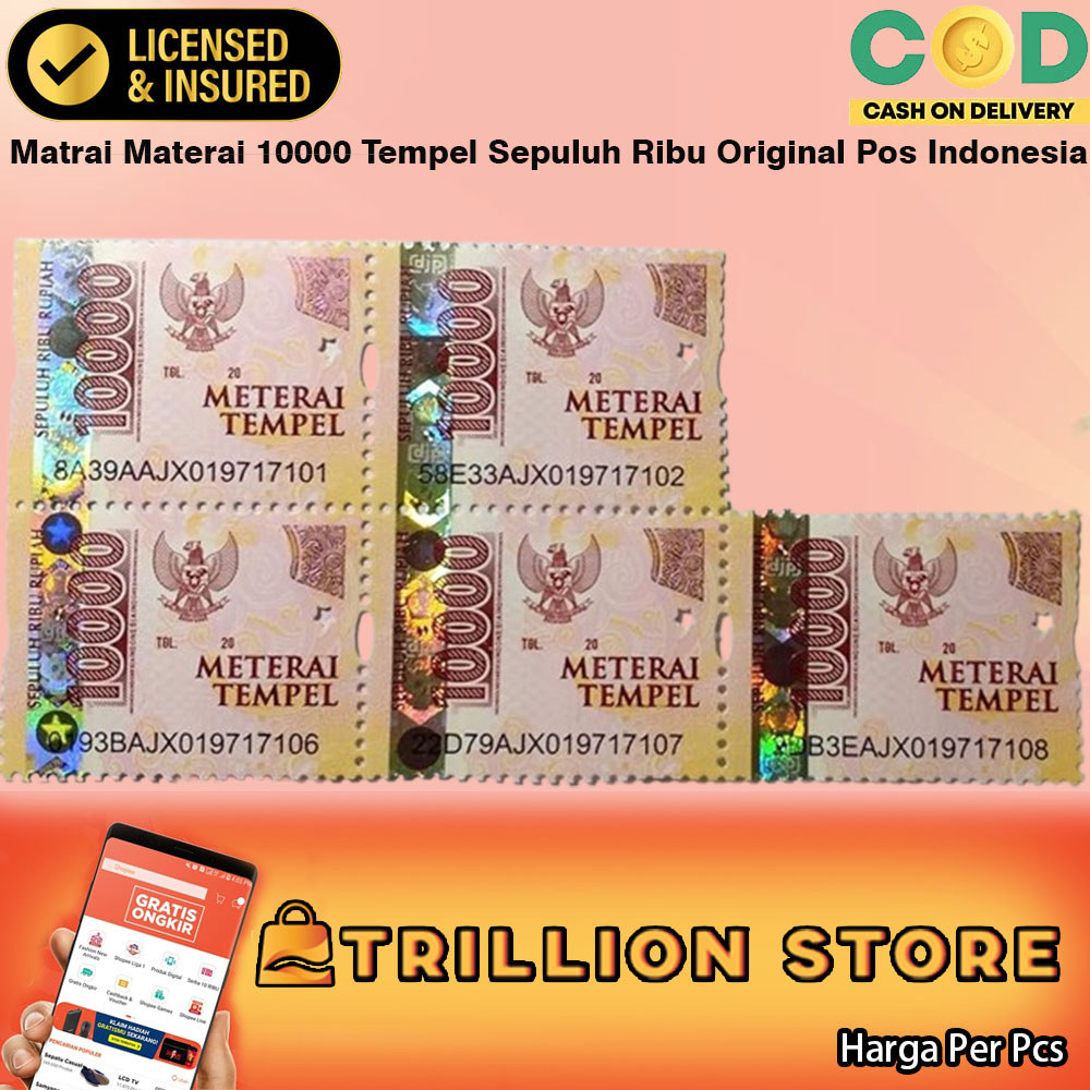 Materai Tempel 10000 Matre Sepuluh Ribu Original Pos Indonesia Meterai Nempel Baru Edisi 2021 Ori As