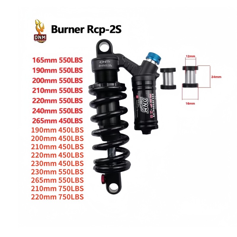 Dnm Burner Rcp2S Sepeda Gunung mtb Downhill DH Shock Belakang 190mm 200mm 220mm 240mm 550 Lbs 265mm 