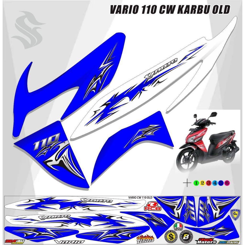 STICKER MOTOR VARIASI STICKER VARIO CW OLD 110 MOTIF KEREN/ STRIPING VARIO 110