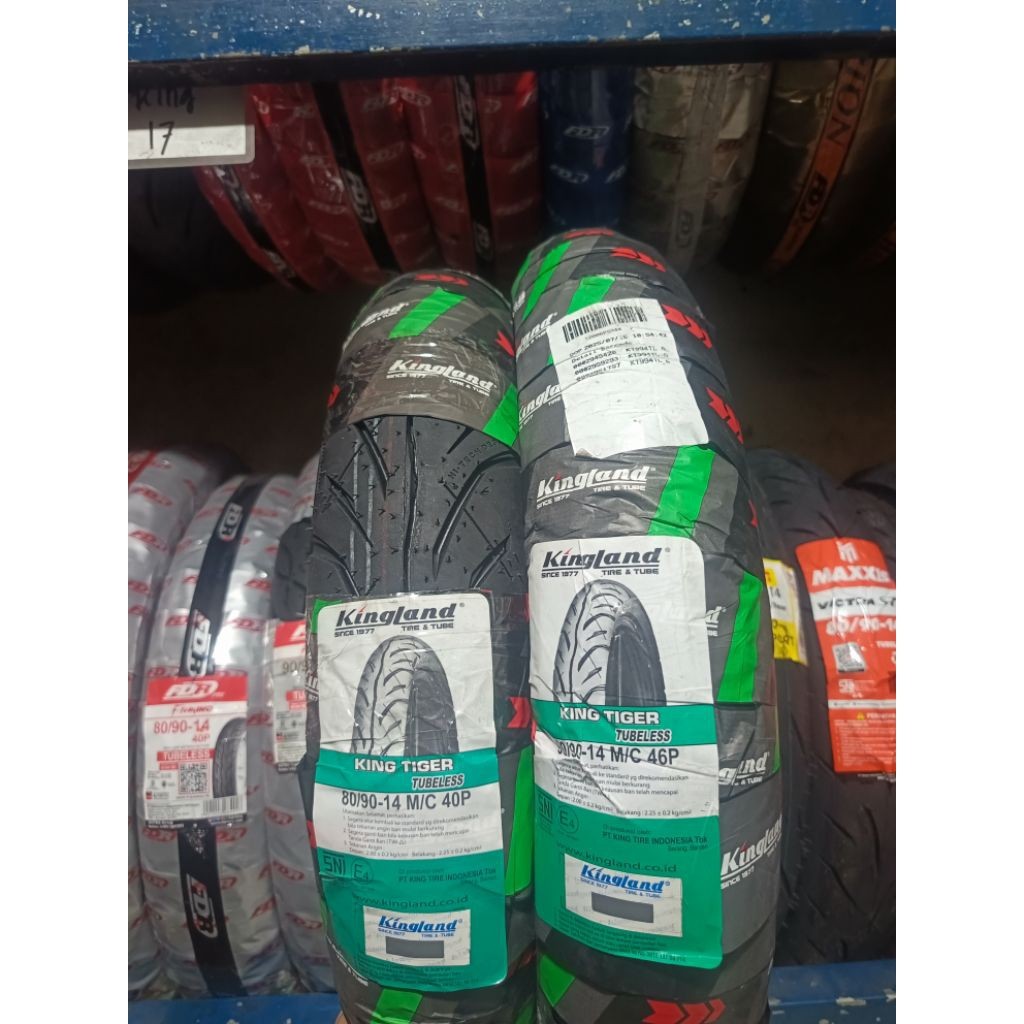 FREE PENTIL PROMO PAKET SEPASANG BAN KINGLAND 80/90-14 + 90/90-14 KINGLAND KINGTIGER TUBELESS PRODUK