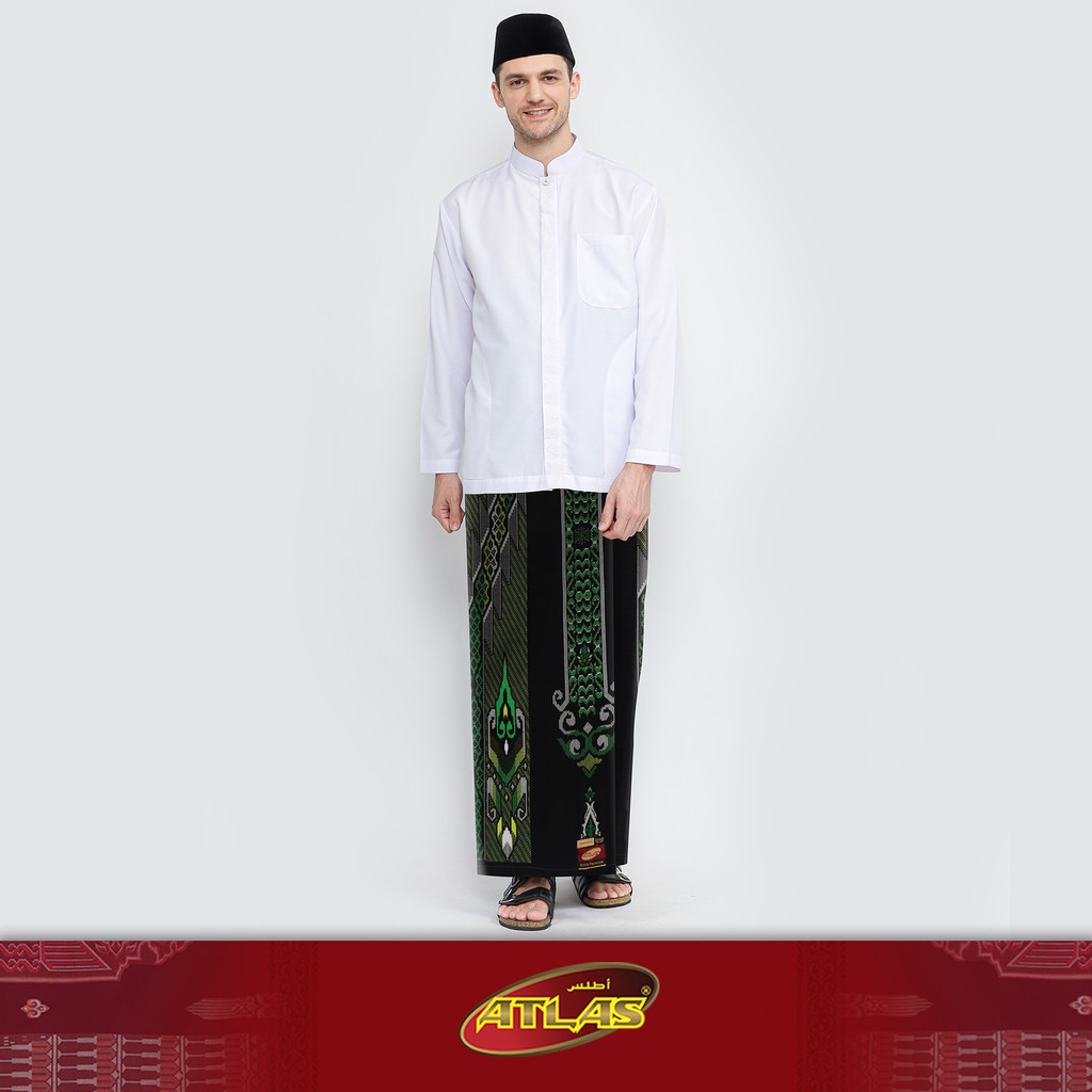 Sarung ATLAS Super Premium 925 A9 MJA SJ Hitam Hijau 02