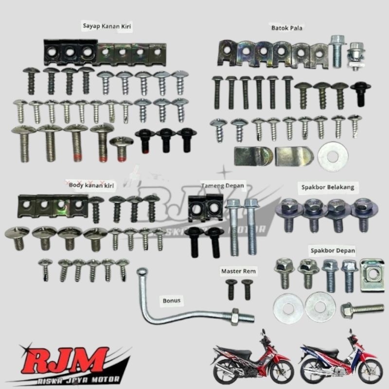 Baut Body Supra X 125 - Baut Supra X 125 Full set Tahun 2006-2012