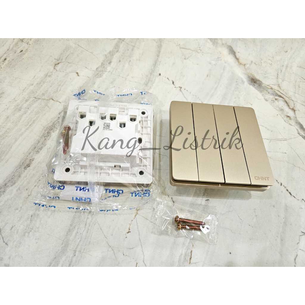 Saklar 4Gang Gold Chint / Saklar 4 Gang Chint Gold NEW2-M00704