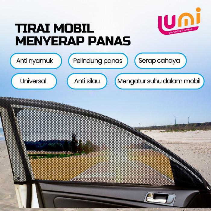 Tirai Jaring Anti Nyamuk Pelindung Kaca Mobil dari UV Panas - Pintu Depan