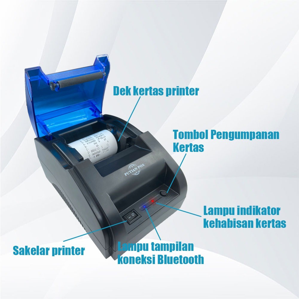 JAMIN MURAH Printer Resi Mini Desktop Mesin Kasir Printer Bluetooth Termal/Dukungan PPOB (Bluetooth 