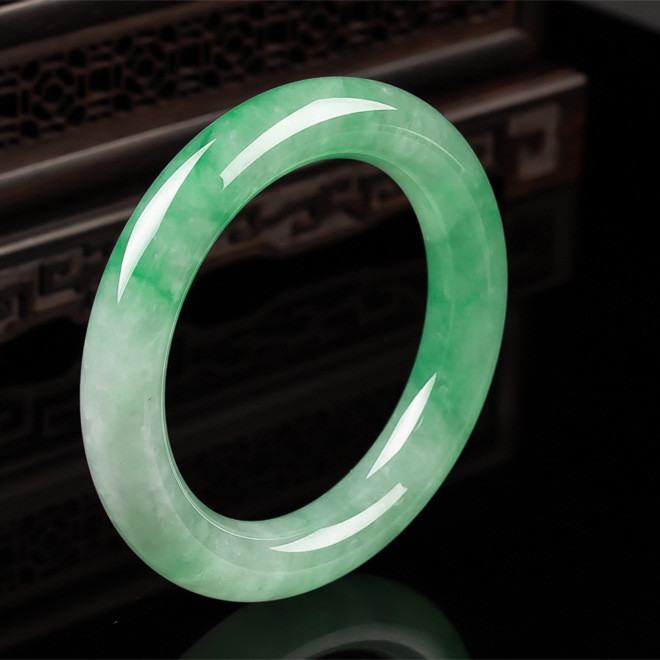 Gelang bulat jadeite dengan motif bunga gelang jadeite seperti es jadeite Burma untuk wanita hadiah 