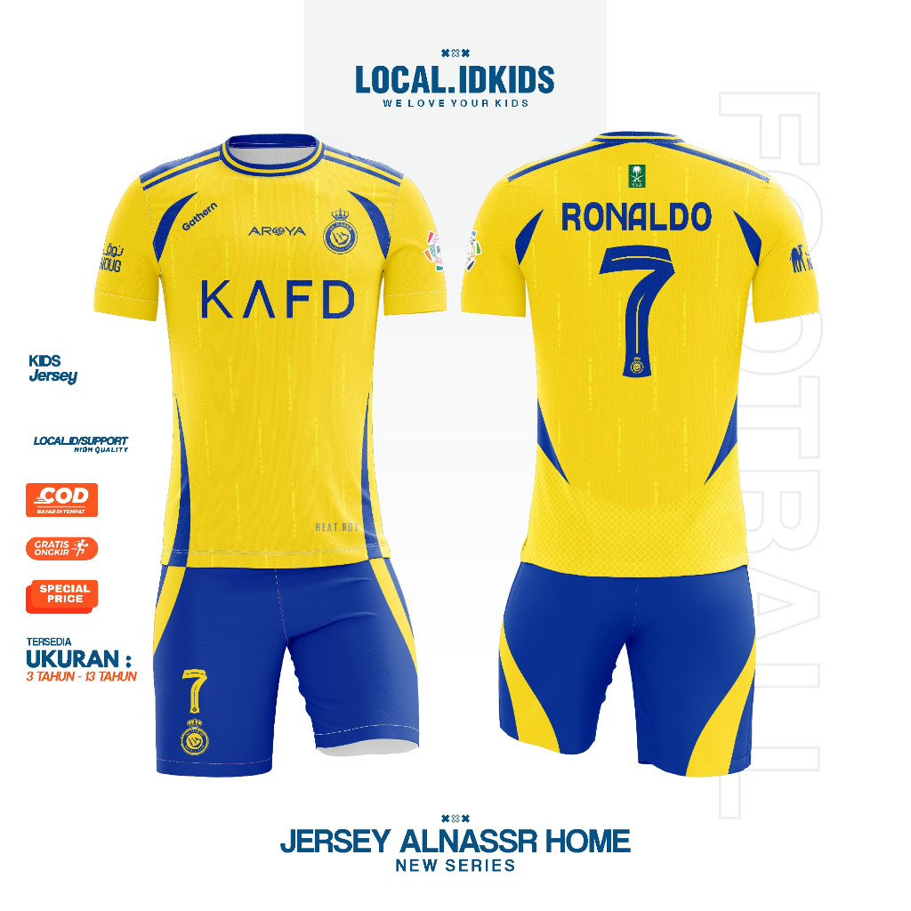 SETELAN TERBARU Jersey al nassr home | kaos olahraga anak best seller original premium promo | Jerse
